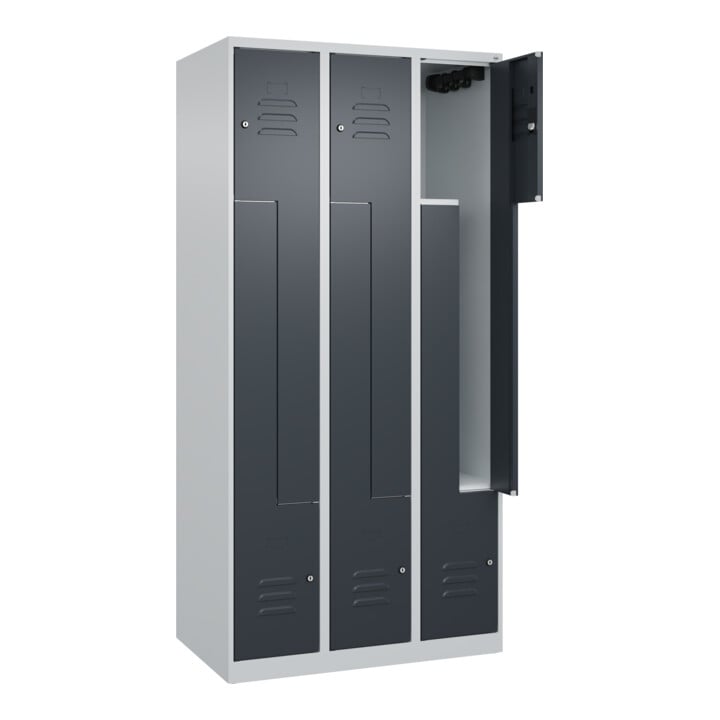 C+P Z-Spind Classic PLUS, 6 Fächer, 1850x900x500mm, 7035/7016 Verschluss Zylinderschloss