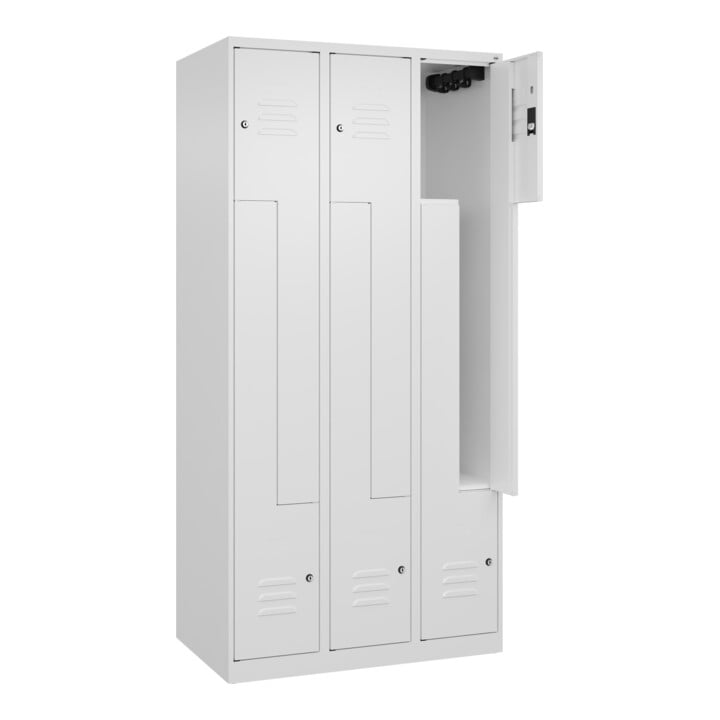 C+P Z-Spind Classic PLUS, 6 Fächer, 1850x900x500mm, 9016/9016 Verschluss Zylinderschloss