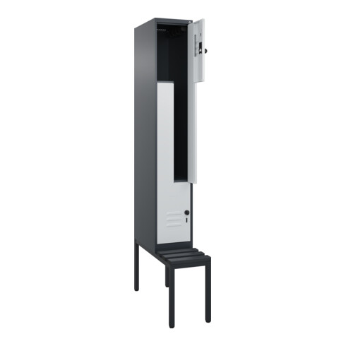 C+P Z-Spind Classic PLUS, Bank, 2 Fächer, 2120x300x815mm, 7016/7035 Verschluss Sicherheits-Drehriegel Sitzbanktyp untergebaut Material Sitzfläche Kunststoff