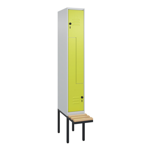 C+P Z-Spind Classic PLUS, Bank, 2 Fächer, 2120x300x815mm, 7035/0024 Verschluss Sicherheits-Drehriegel Sitzbanktyp auskragend Material Sitzfläche Buche-Hartholz