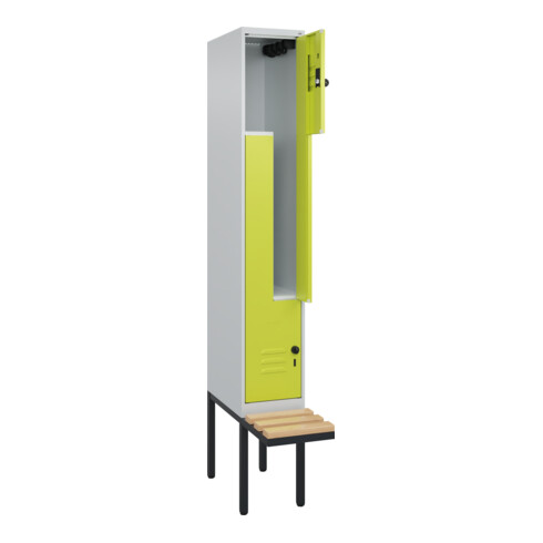 C+P Z-Spind Classic PLUS, Bank, 2 Fächer, 2120x300x815mm, 7035/0024 Verschluss Sicherheits-Drehriegel Sitzbanktyp auskragend Material Sitzfläche Buche-Hartholz