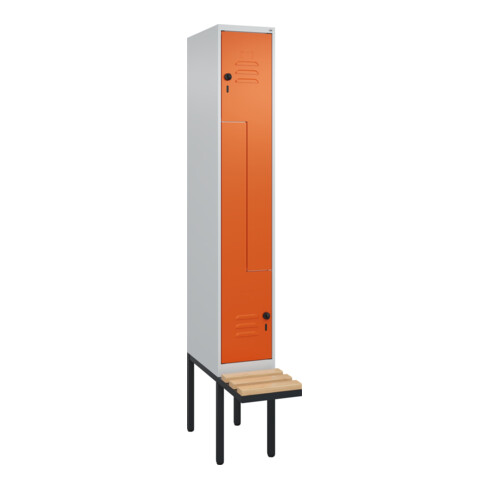 C+P Z-Spind Classic PLUS, Bank, 2 Fächer, 2120x300x815mm, 7035/2004 Verschluss Sicherheits-Drehriegel Sitzbanktyp auskragend Material Sitzfläche Buche-Hartholz