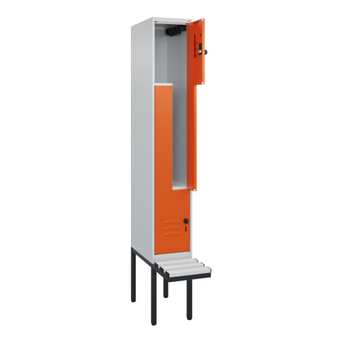 C+P Z-Spind Classic PLUS, Bank, 2 Fächer, 2120x300x815mm, 7035/2004 Verschluss Sicherheits-Drehriegel Sitzbanktyp auskragend Material Sitzfläche Kunststoff