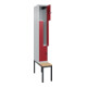 C+P Z-Spind Classic PLUS, Bank, 2 Fächer, 2120x300x815mm, 7035/3003 Verschluss Sicherheits-Drehriegel Sitzbanktyp untergebaut Material Sitzfläche Buche-Hartholz-2