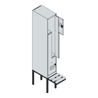 C+P Z-Spind Classic PLUS, Bank, Zylinderschloss, Sitzbanktyp auskragend, Sitzfläche Kunststoff
