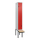 C+P Z-Spind Classic PLUS, Bank, 2 Fächer, 2120x300x815mm, 7035/3020 Verschluss Sicherheits-Drehriegel Sitzbanktyp auskragend Material Sitzfläche Buche-Hartholz-1
