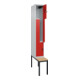 C+P Z-Spind Classic PLUS, Bank, 2 Fächer, 2120x300x815mm, 7035/3020 Verschluss Sicherheits-Drehriegel Sitzbanktyp untergebaut Material Sitzfläche Buche-Hartholz-2