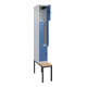C+P Z-Spind Classic PLUS, Bank, 2 Fächer, 2120x300x815mm, 7035/5023 Verschluss Sicherheits-Drehriegel Sitzbanktyp untergebaut Material Sitzfläche Buche-Hartholz