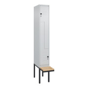 C+P Z-Spind Classic PLUS, Bank, 2 Fächer, 2120x300x815mm, 7035/7035 Verschluss Sicherheits-Drehriegel Sitzbanktyp auskragend Material Sitzfläche Buche-Hartholz