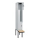 C+P Z-Spind Classic PLUS, Bank, 2 Fächer, 2120x300x815mm, 7035/7035 Verschluss Sicherheits-Drehriegel Sitzbanktyp auskragend Material Sitzfläche Buche-Hartholz-2