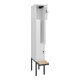 C+P Z-Spind Classic PLUS, Bank, 2 Fächer, 2120x300x815mm, 9016/9016 Verschluss Sicherheits-Drehriegel Sitzbanktyp auskragend Material Sitzfläche Buche-Hartholz-2