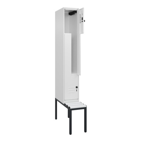 C+P Z-Spind Classic PLUS, Bank, 2 Fächer, 2120x300x815mm, 9016/9016 Verschluss Sicherheits-Drehriegel Sitzbanktyp untergebaut Material Sitzfläche Kunststoff
