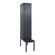 C+P Z-Spind Classic PLUS, Bank, 2 Fächer, 2120x400x815mm, 7016/7016 Verschluss Sicherheits-Drehriegel Sitzbanktyp untergebaut Material Sitzfläche Kunststoff