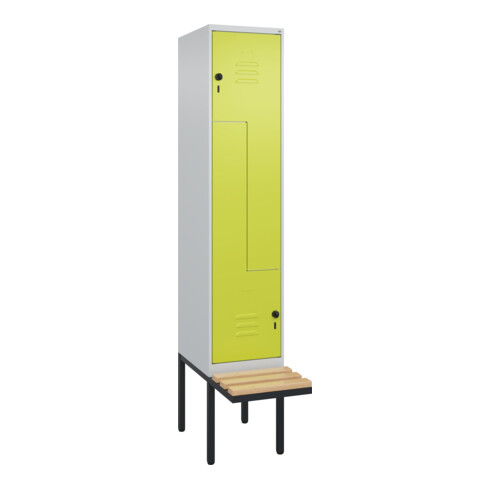 C+P Z-Spind Classic PLUS, Bank, 2 Fächer, 2120x400x815mm, 7035/0024 Verschluss Sicherheits-Drehriegel Sitzbanktyp auskragend Material Sitzfläche Buche-Hartholz