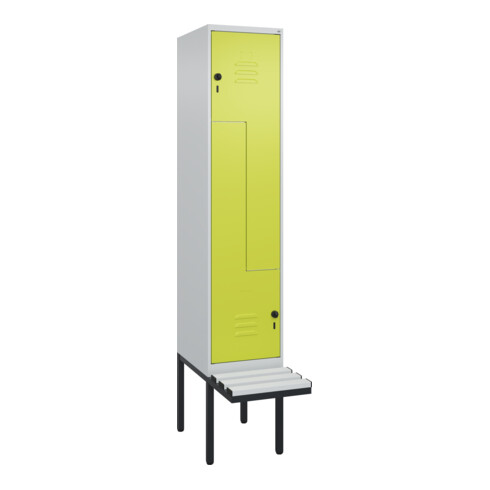 C+P Z-Spind Classic PLUS, Bank, 2 Fächer, 2120x400x815mm, 7035/0024 Verschluss Sicherheits-Drehriegel Sitzbanktyp auskragend Material Sitzfläche Kunststoff