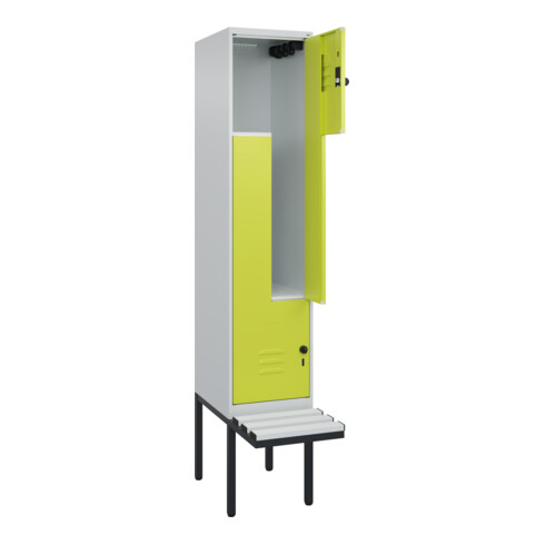 C+P Z-Spind Classic PLUS, Bank, 2 Fächer, 2120x400x815mm, 7035/0024 Verschluss Sicherheits-Drehriegel Sitzbanktyp auskragend Material Sitzfläche Kunststoff