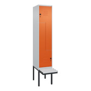 C+P Z-Spind Classic PLUS, Bank, 2 Fächer, 2120x400x815mm, 7035/2004 Verschluss Sicherheits-Drehriegel Sitzbanktyp auskragend Material Sitzfläche Kunststoff