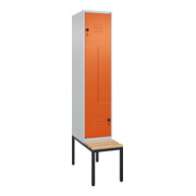 C+P Z-Spind Classic PLUS, Bank, 2 Fächer, 2120x400x815mm, 7035/2004 Verschluss Sicherheits-Drehriegel Sitzbanktyp untergebaut Material Sitzfläche Buche-Hartholz