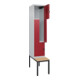 C+P Z-Spind Classic PLUS, Bank, 2 Fächer, 2120x400x815mm, 7035/3003 Verschluss Sicherheits-Drehriegel Sitzbanktyp untergebaut Material Sitzfläche Buche-Hartholz