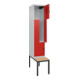 C+P Z-Spind Classic PLUS, Bank, 2 Fächer, 2120x400x815mm, 7035/3020 Verschluss Sicherheits-Drehriegel Sitzbanktyp untergebaut Material Sitzfläche Buche-Hartholz-2