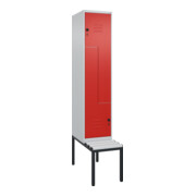 C+P Z-Spind Classic PLUS, Bank, 2 Fächer, 2120x400x815mm, 7035/3020 Verschluss Sicherheits-Drehriegel Sitzbanktyp untergebaut Material Sitzfläche Kunststoff