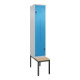 C+P Z-Spind Classic PLUS, Bank, 2 Fächer, 2120x400x815mm, 7035/5012 Verschluss Sicherheits-Drehriegel Sitzbanktyp untergebaut Material Sitzfläche Buche-Hartholz-1