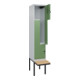 C+P Z-Spind Classic PLUS, Bank, 2 Fächer, 2120x400x815mm, 7035/6011 Verschluss Sicherheits-Drehriegel Sitzbanktyp auskragend Material Sitzfläche Buche-Hartholz