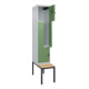 C+P Z-Spind Classic PLUS, Bank, 2 Fächer, 2120x400x815mm, 7035/6011 Verschluss Sicherheits-Drehriegel Sitzbanktyp untergebaut Material Sitzfläche Buche-Hartholz