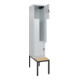 C+P Z-Spind Classic PLUS, Bank, 2 Fächer, 2120x400x815mm, 7035/7035 Verschluss Sicherheits-Drehriegel Sitzbanktyp untergebaut Material Sitzfläche Buche-Hartholz-2