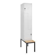 C+P Z-Spind Classic PLUS, Bank, 2 Fächer, 2120x400x815mm, 9016/9016 Verschluss Sicherheits-Drehriegel Sitzbanktyp untergebaut Material Sitzfläche Buche-Hartholz
