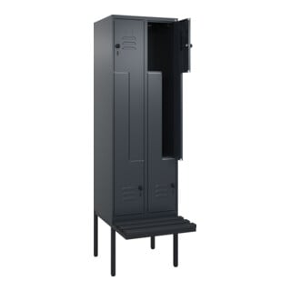 C+P Z-Spind Classic PLUS, Bank, 4 Fächer, 2120x600x815mm, 7016/7016 Verschluss Sicherheits-Drehriegel Sitzbanktyp auskragend Material Sitzfläche Kunststoff