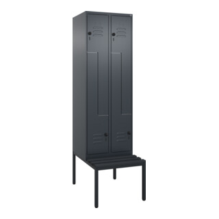 C+P Z-Spind Classic PLUS, Bank, 4 Fächer, 2120x600x815mm, 7016/7016 Verschluss Sicherheits-Drehriegel Sitzbanktyp untergebaut Material Sitzfläche Kunststoff
