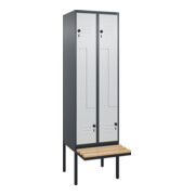 C+P Z-Spind Classic PLUS, Bank, 4 Fächer, 2120x600x815mm, 7016/7035 Verschluss Sicherheits-Drehriegel Sitzbanktyp auskragend Material Sitzfläche Buche-Hartholz