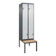 C+P Z-Spind Classic PLUS, Bank, 4 Fächer, 2120x600x815mm, 7016/7035 Verschluss Sicherheits-Drehriegel Sitzbanktyp untergebaut Material Sitzfläche Buche-Hartholz-1