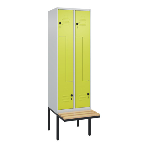 C+P Z-Spind Classic PLUS, Bank, 4 Fächer, 2120x600x815mm, 7035/0024 Verschluss Sicherheits-Drehriegel Sitzbanktyp auskragend Material Sitzfläche Buche-Hartholz