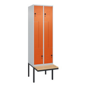 C+P Z-Spind Classic PLUS, Bank, 4 Fächer, 2120x600x815mm, 7035/2004 Verschluss Sicherheits-Drehriegel Sitzbanktyp auskragend Material Sitzfläche Buche-Hartholz