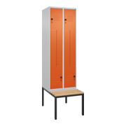 C+P Z-Spind Classic PLUS, Bank, 4 Fächer, 2120x600x815mm, 7035/2004 Verschluss Sicherheits-Drehriegel Sitzbanktyp untergebaut Material Sitzfläche Buche-Hartholz
