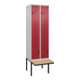 C+P Z-Spind Classic PLUS, Bank, 4 Fächer, 2120x600x815mm, 7035/3003 Verschluss Sicherheits-Drehriegel Sitzbanktyp auskragend Material Sitzfläche Buche-Hartholz-1