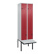 C+P Z-Spind Classic PLUS, Bank, 4 Fächer, 2120x600x815mm, 7035/3003 Verschluss Sicherheits-Drehriegel Sitzbanktyp auskragend Material Sitzfläche Kunststoff-1