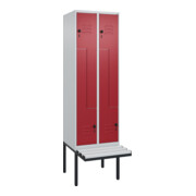 C+P Z-Spind Classic PLUS, Bank, 4 Fächer, 2120x600x815mm, 7035/3003 Verschluss Sicherheits-Drehriegel Sitzbanktyp auskragend Material Sitzfläche Kunststoff