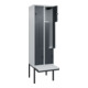 C+P Z-Spind Classic PLUS, Bank, 4 Fächer, 2120x600x815mm, 7035/7016 Verschluss Sicherheits-Drehriegel Sitzbanktyp auskragend Material Sitzfläche Kunststoff-2