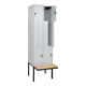 C+P Z-Spind Classic PLUS, Bank, 4 Fächer, 2120x600x815mm, 7035/7035 Verschluss Sicherheits-Drehriegel Sitzbanktyp auskragend Material Sitzfläche Buche-Hartholz-2