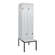 C+P Z-Spind Classic PLUS, Bank, 4 Fächer, 2120x600x815mm, 7035/7035 Verschluss Sicherheits-Drehriegel Sitzbanktyp untergebaut Material Sitzfläche Kunststoff