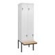 C+P Z-Spind Classic PLUS, Bank, 4 Fächer, 2120x600x815mm, 9016/9016 Verschluss Sicherheits-Drehriegel Sitzbanktyp auskragend Material Sitzfläche Buche-Hartholz-1