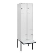 C+P Z-Spind Classic PLUS, Bank, 4 Fächer, 2120x600x815mm, 9016/9016 Verschluss Sicherheits-Drehriegel Sitzbanktyp auskragend Material Sitzfläche Kunststoff