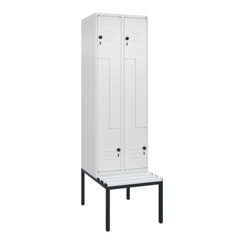 C+P Z-Spind Classic PLUS, Bank, 4 Fächer, 2120x600x815mm, 9016/9016 Verschluss Sicherheits-Drehriegel Sitzbanktyp untergebaut Material Sitzfläche Kunststoff