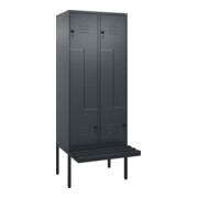 C+P Z-Spind Classic PLUS, Bank, 4 Fächer, 2120x800x815mm, 7016/7016 Verschluss Sicherheits-Drehriegel Sitzbanktyp auskragend Material Sitzfläche Kunststoff