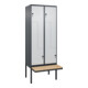 C+P Z-Spind Classic PLUS, Bank, 4 Fächer, 2120x800x815mm, 7016/7035 Verschluss Sicherheits-Drehriegel Sitzbanktyp auskragend Material Sitzfläche Buche-Hartholz-1