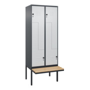 C+P Z-Spind Classic PLUS, Bank, 4 Fächer, 2120x800x815mm, 7016/7035 Verschluss Sicherheits-Drehriegel Sitzbanktyp auskragend Material Sitzfläche Buche-Hartholz