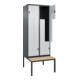 C+P Z-Spind Classic PLUS, Bank, 4 Fächer, 2120x800x815mm, 7016/7035 Verschluss Sicherheits-Drehriegel Sitzbanktyp untergebaut Material Sitzfläche Buche-Hartholz